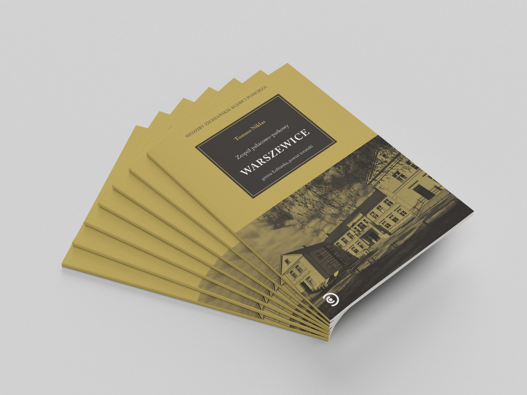 Grafika promująca publikację o zespole pałacowo-parkowym w Warszewicach