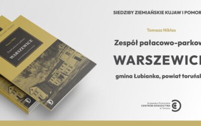 Grafika promująca publikację o zespole pałacowo-parkowym w Warszewicach