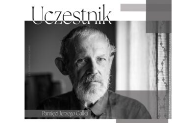 Grafika promująca zamknięcie wystawy "Uczestnik"