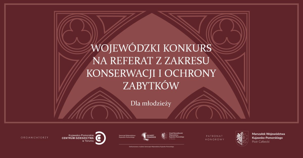 Grafika promująca konkurs na referat z zakresu konserwacji i ochrony zabytków