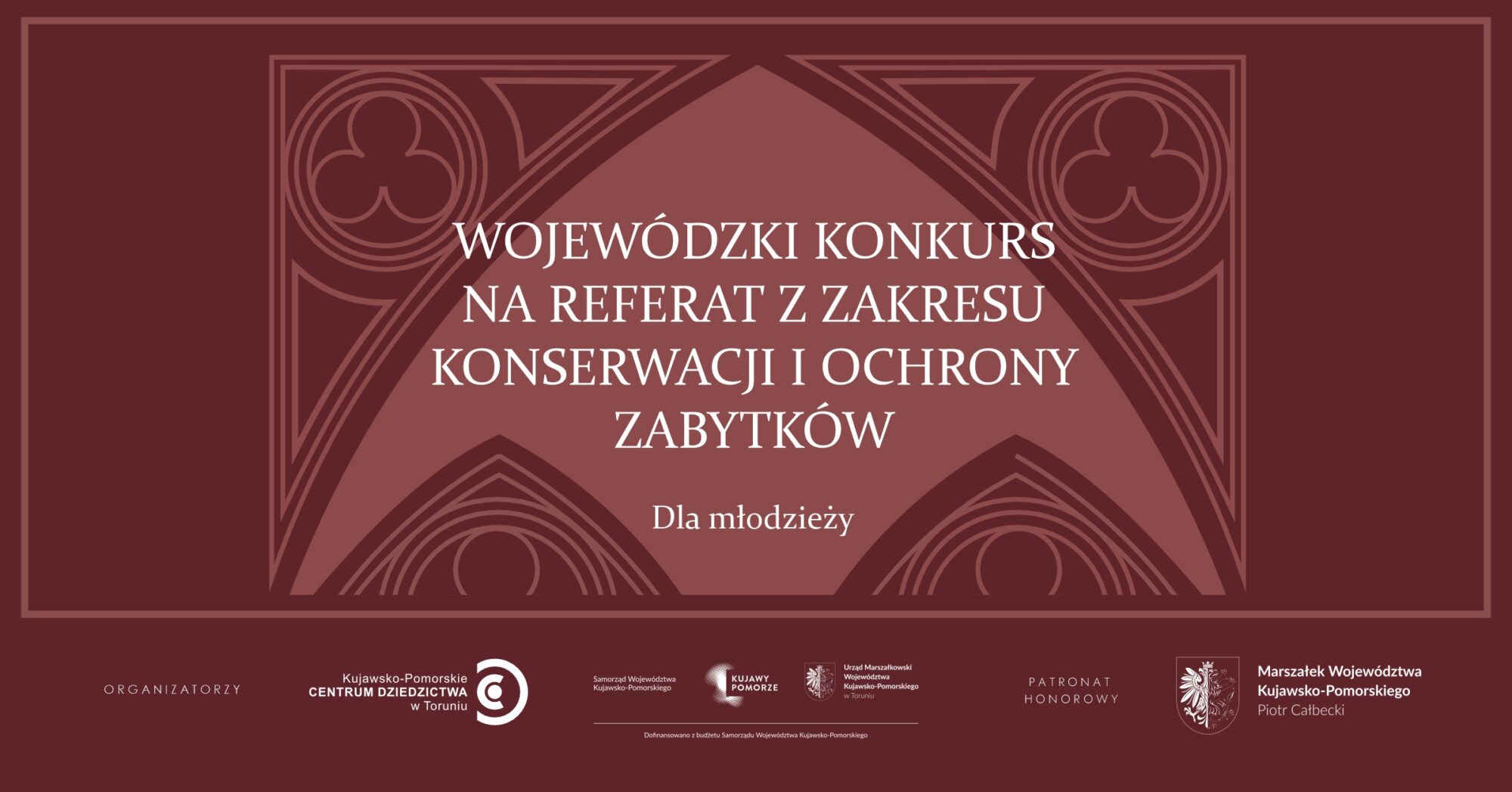 Grafika promująca konkurs na referat z zakresu konserwacji i ochrony zabytków