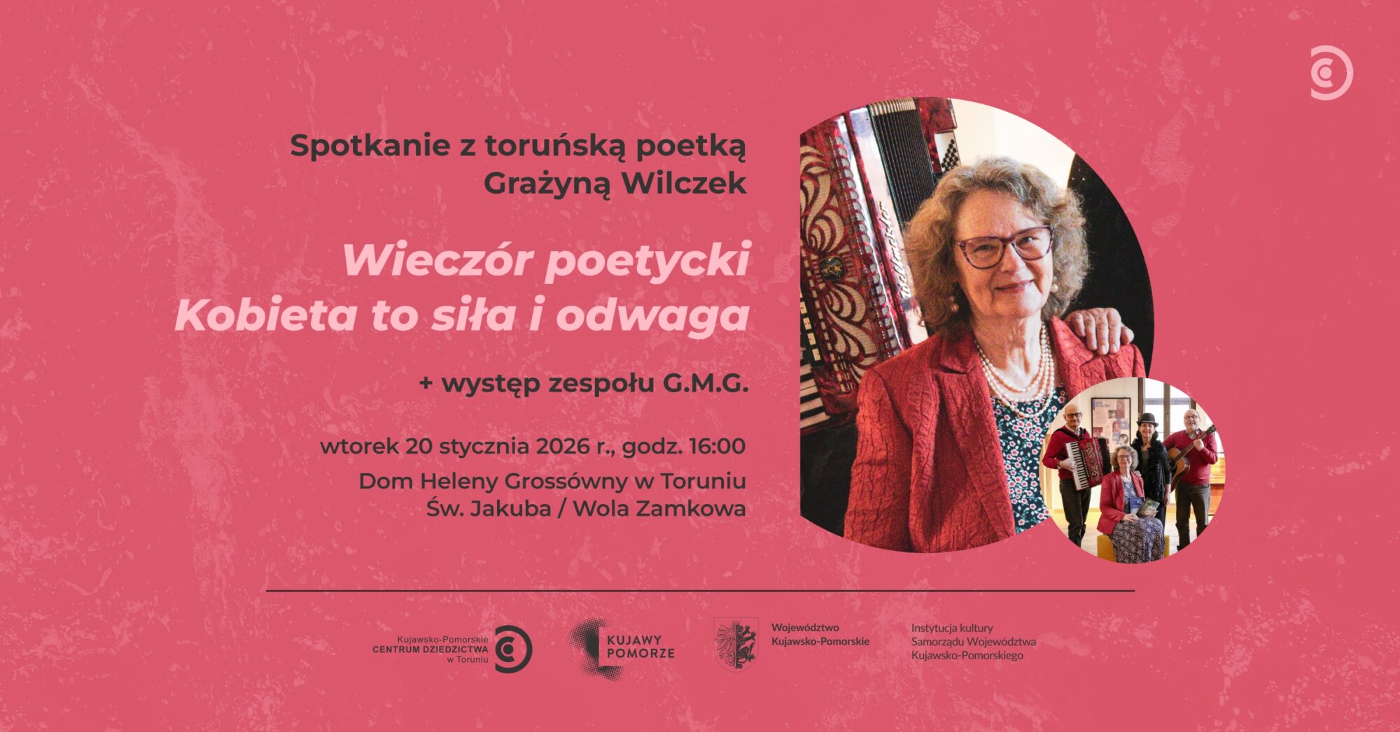 Grafika promująca wieczór poetycki Grażyny Wilczek