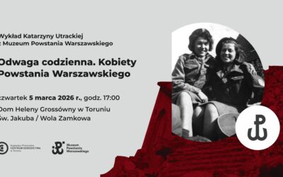 Grafika promująca wykład o kobietach powstania warszawskiego