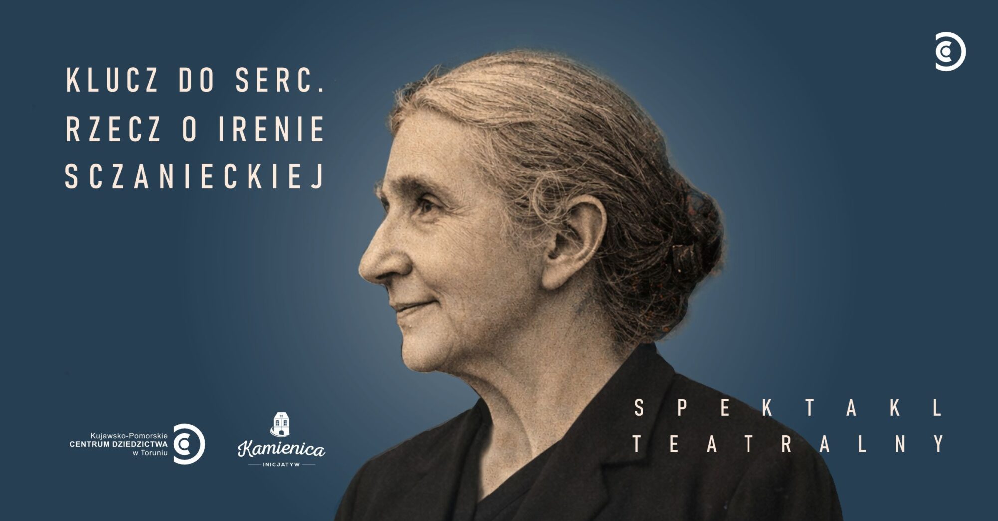 Grafika promująca spektakl teatralny Klucz do serc. Rzecz o Irenie Sczanieckiej