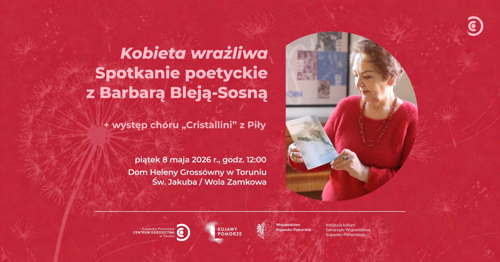 Grafika promująca spotkanie poetyckie z Barbarą Bleją-Sosną
