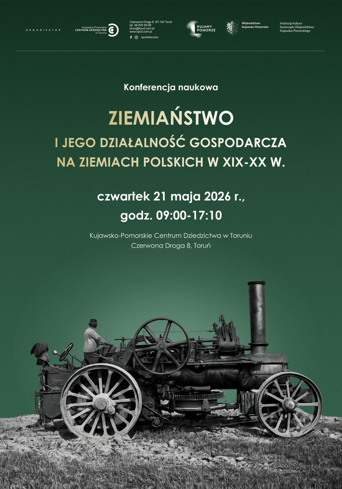 Grafika promująca konferencję naukową Ziemiaństwo i jego działalność gospodarcza na ziemiach polskich w XIX i XX wieku