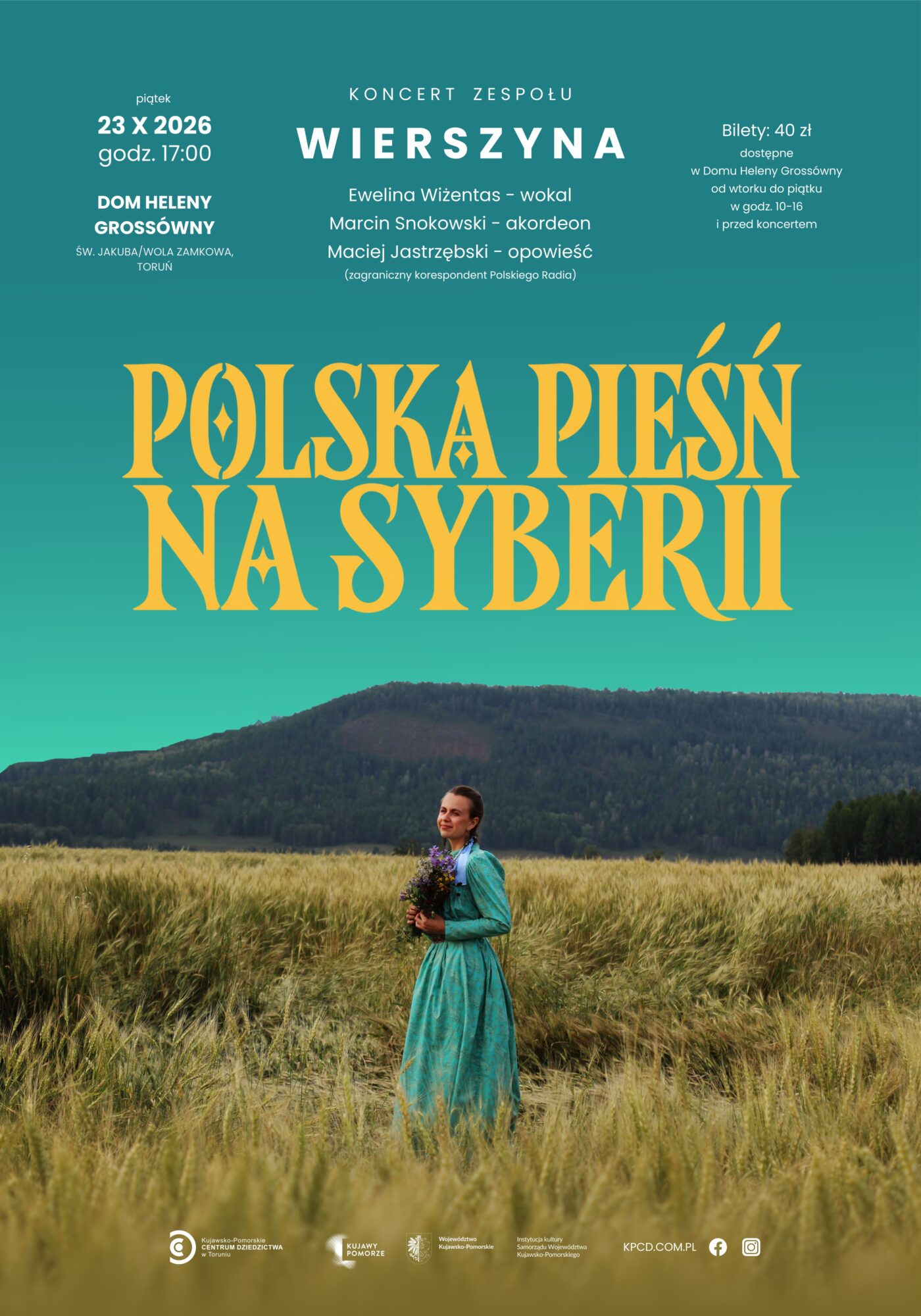 Grafika promująca wydarzenie Polska pieśń na Syberii - koncert zespołu Wierszyna