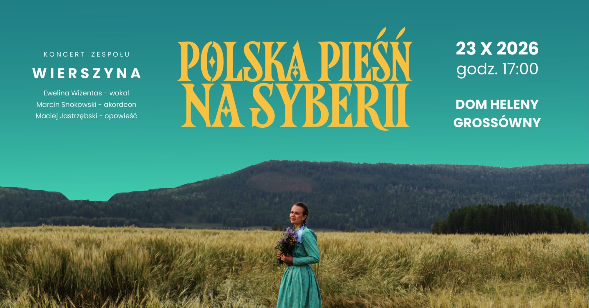 Grafika promująca wydarzenie Polska pieśń na Syberii - koncert zespołu Wierszyna